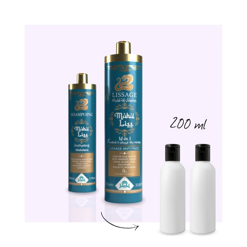 MINI KIT : Mahal Liss® | Huile de Serpent | Lissage Indien - 200ml + Shampoing OFFERT