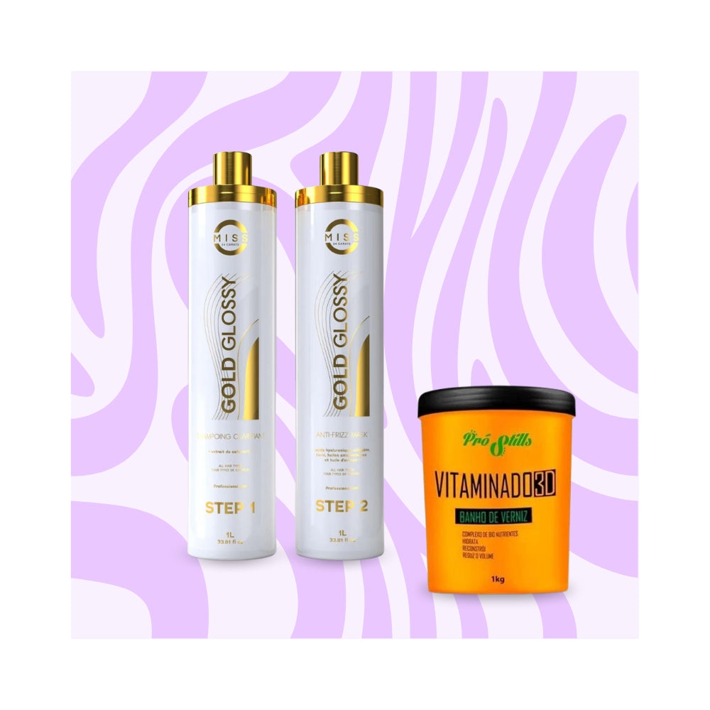 Mix&Liss | Miss 24 Carats Glossy Gold & Pro Stills Vitaminado 3D | Lissage au Tanin + Botox