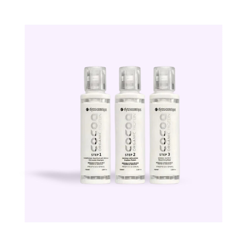MINI KIT : Elyssa Cosmetique | Cocoa Organic Protein | Lissage brésilien - 3x100ml