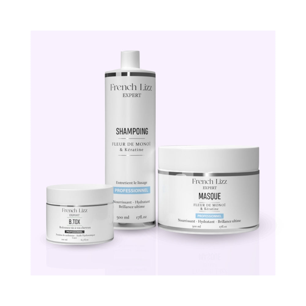 French Lizz | Fleur de Monoï & Kératine | Shampoing, Masque & B.tox