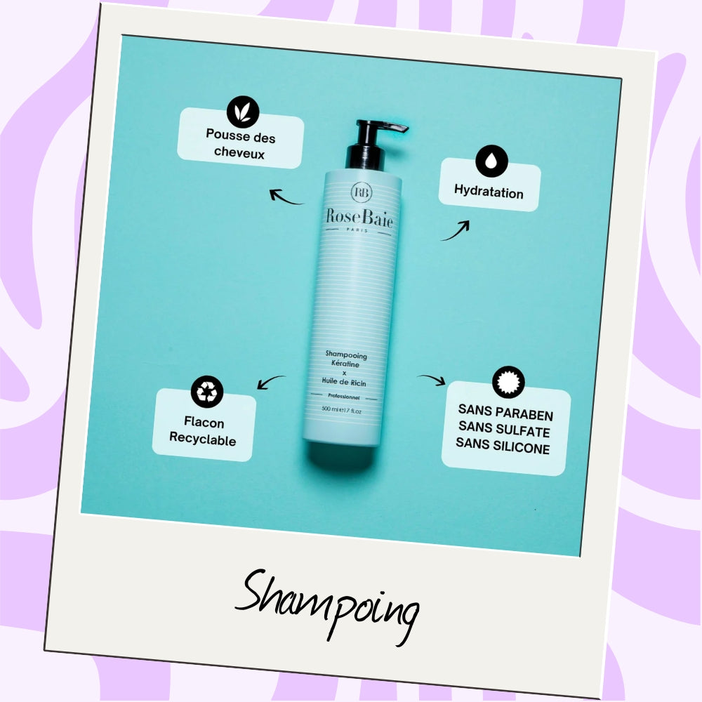 RoseBaie | Kératine x Huile de Ricin | Trio shampoing, masque & sérum