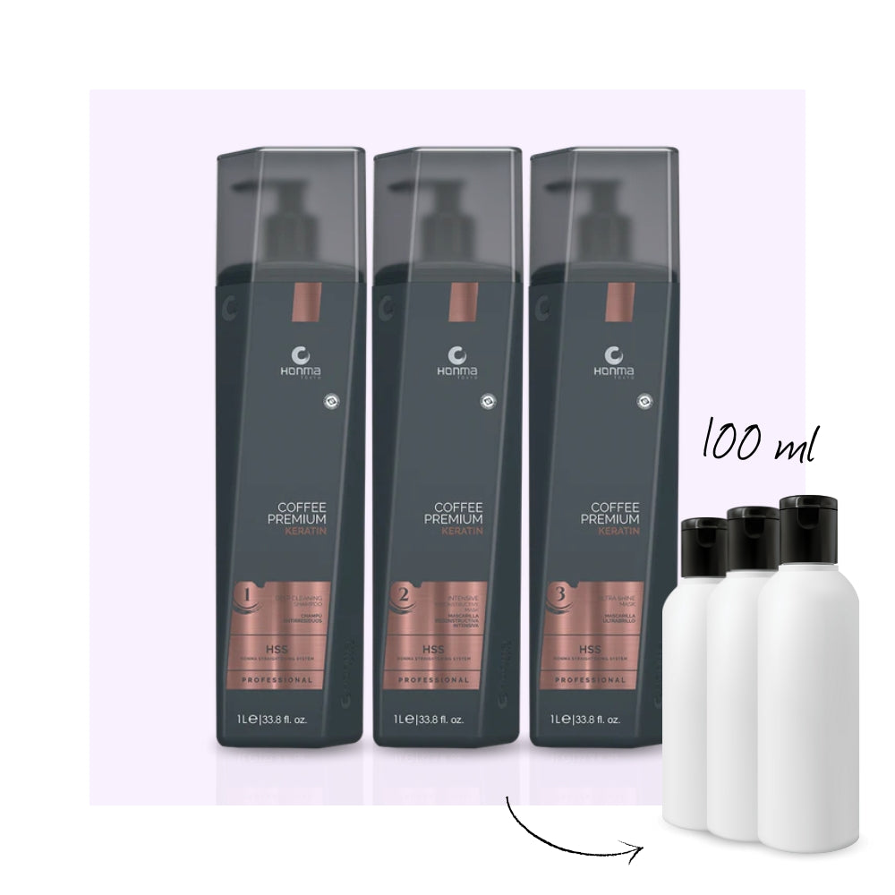 MINI KIT : HONMA TOKYO | Coffee Premium Keratin | Kit lissage brésilien - 3x100ml